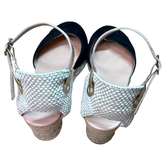 GAIMO 100% Suede Leather Upper Low 2” Wedge Espadrilles Gold Leather Strap Sz 8 - Picture 7 of 11